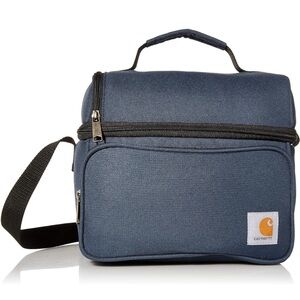 Carhartt Navy Insulated 12 Can Two Compartment Lunch Cooler w/ Strap Zip NWT